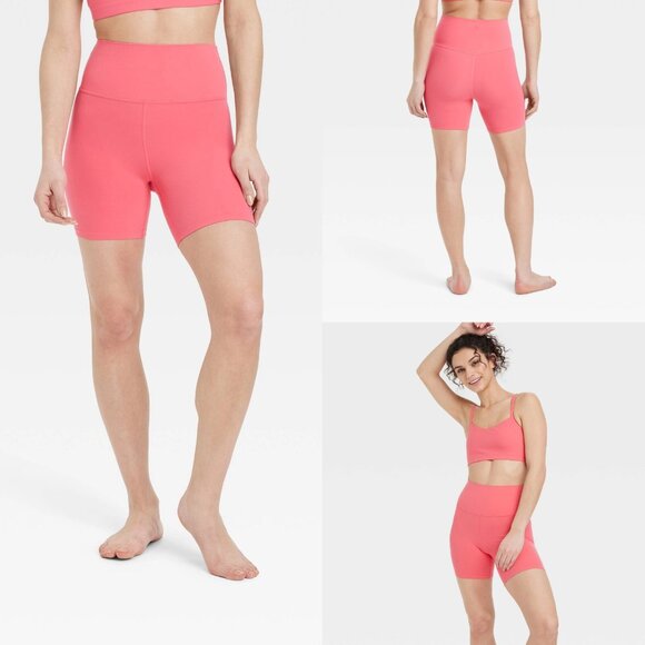 XS - Womens Soft Ultra High-Rise Bike Shorts 6" - All In Motion - Pink - Picture 1 of 10